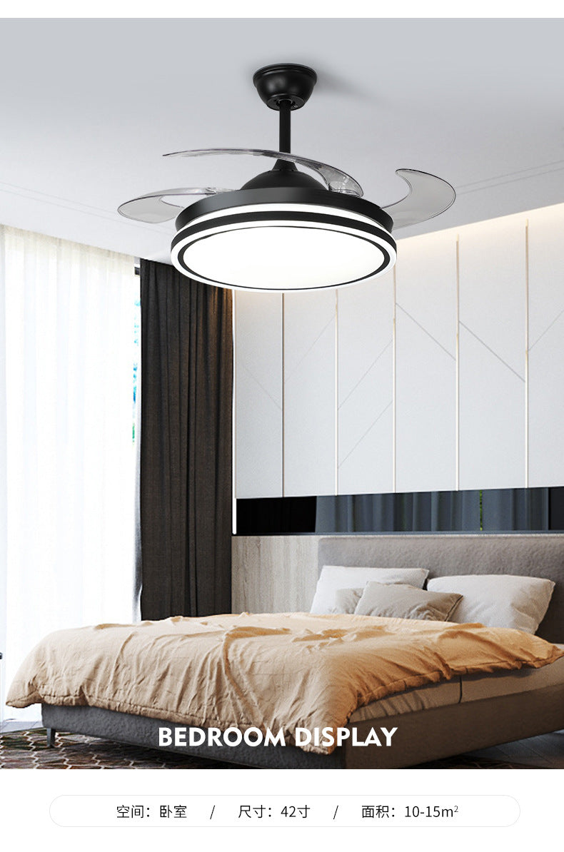 Invisible Fan Light for Home Bedroom Living Room Silent Variable Frequency Electric Fan Light Modern Simple Dining Room Ceiling Fan Light Wholesale