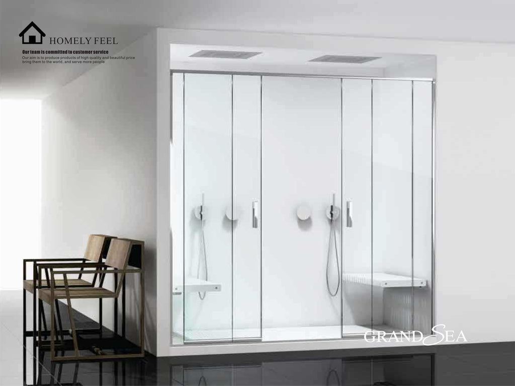 Popular Luxury Bathroom Shower Cubicle Cabinet with Frame Sliding Glass Shower Door for Hotel Use Straight Design Tempered Glass