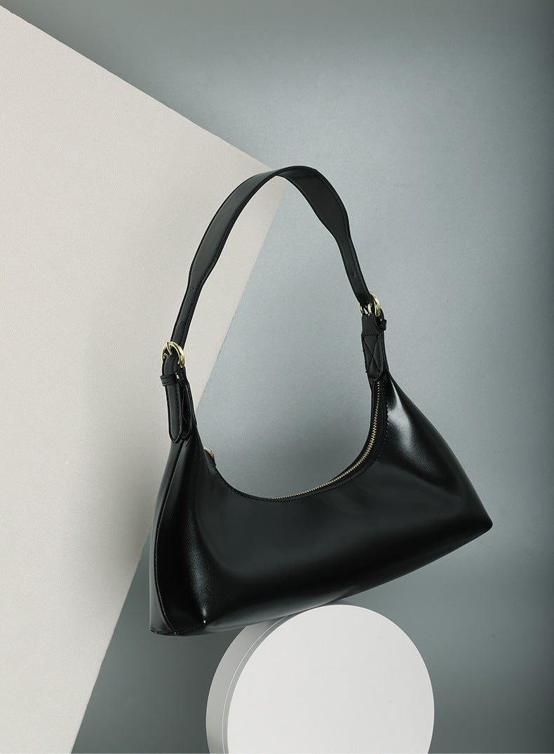 Factory2024New Fashion Retro Soft Leather Underarm Bag Niche Design Simple Single Shoulder Commuter Bag