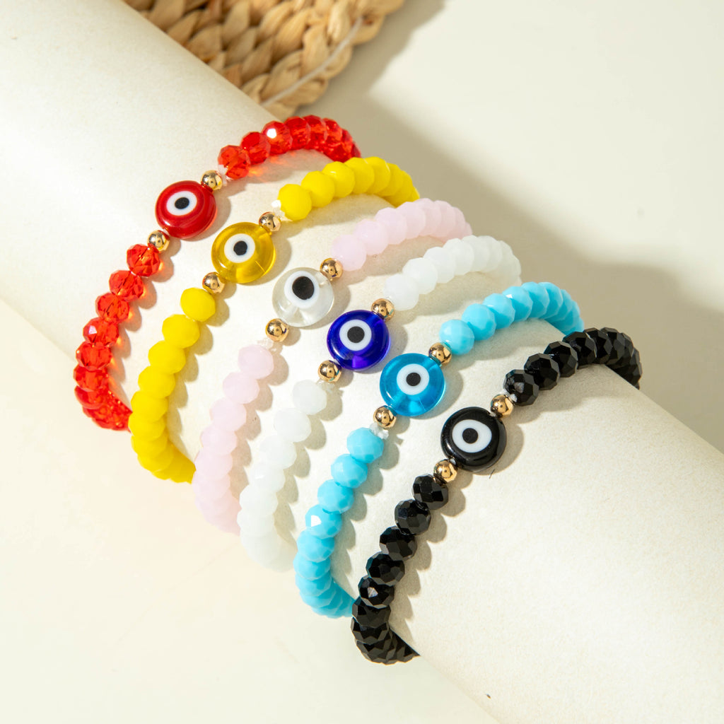 European and American Style Bracelet Colorful Devil's Eye Beaded Bracelet Simple Glass Eye Bracelet Wholesale