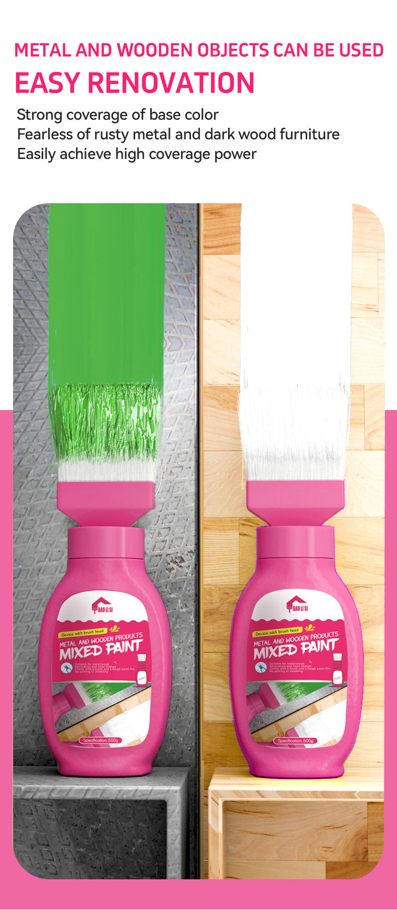 Brush Metal Paint for Doors and Windows, Iron Art Railings, Stainless Steel, Water-Based Latex Paint, Color Adjustment, Renovation Wood Paint, Oil Paint