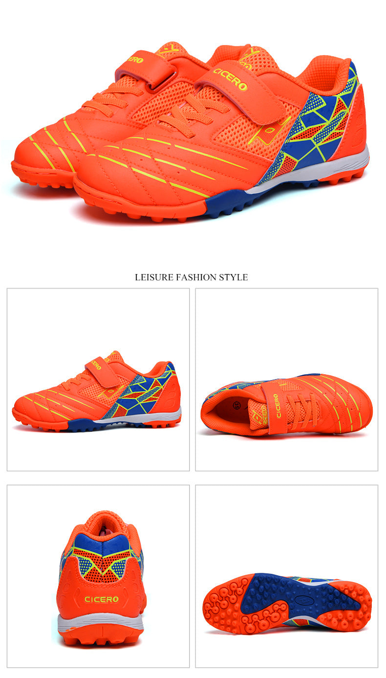 Men's Soccer Shoes TF Velcro Magic Tape Children's Sports Shoes for Primary and Secondary School Students and Teenagers for Sports Competitions and Training