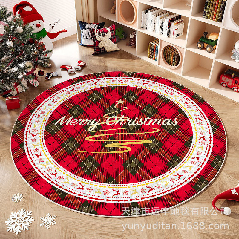 Christmas Carpet Round Living Room Mat Christmas Decoration Atmosphere Mat Christmas Tree Mat Labeling and Shipping