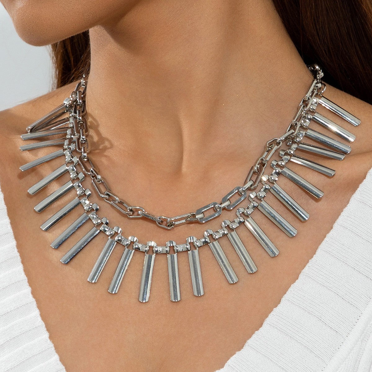 European and American Ornament Fashion Hip-Hop Short Thick Chain Geometric Necklace Metal Exaggerated Necklace