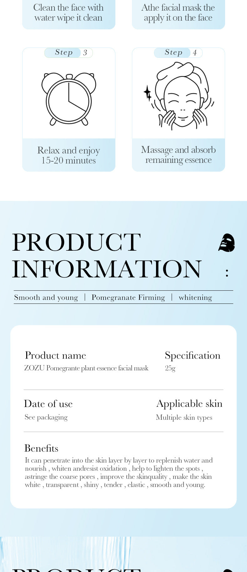 Cross-border Plant Face Mask25g ZOZU Hydrating and Moisturizing Red Pomegranate Nourishing Export Manufacturer Wholesale