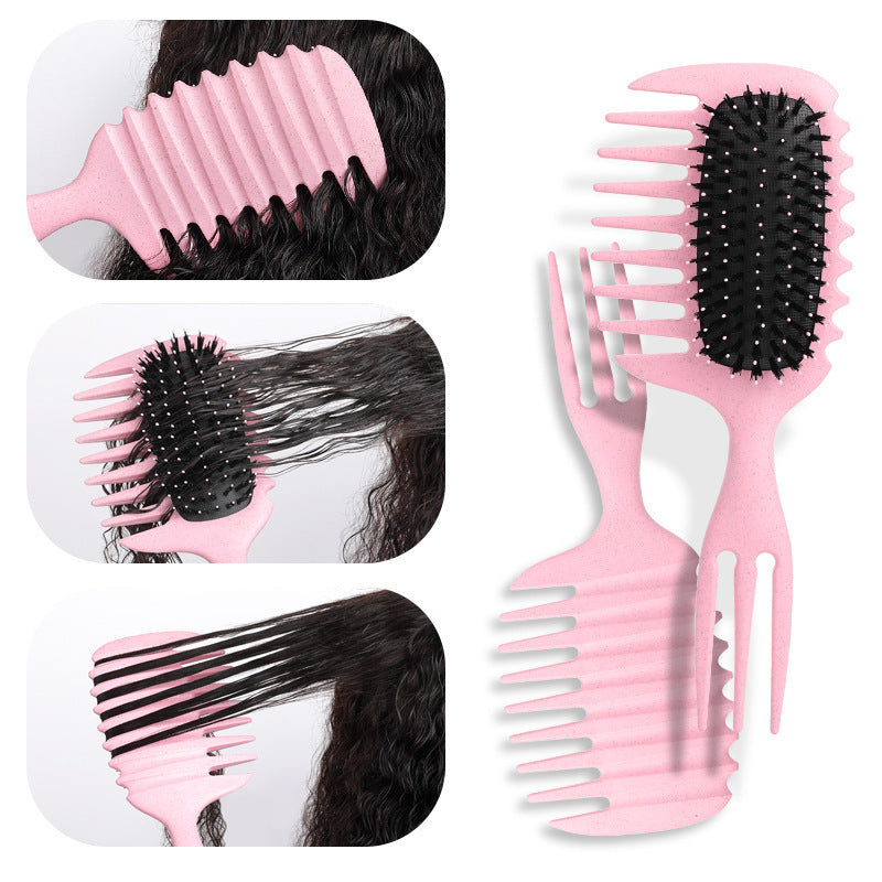 Foreign Trade Wholesale Dual-use Anti-static Curl Defining Comb Three-prong Wide-tooth Cushion Airbag Smooth Hair Massage Comb