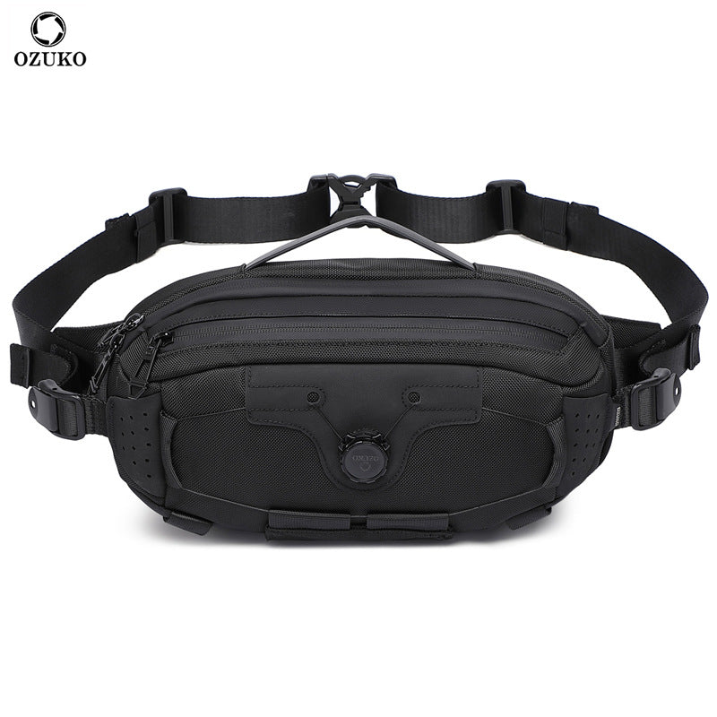 OZUKO Men's Chest Bag Crossbody Waist Bag Multifunctional Tactical Waterproof Portable Outdoor Cycling Trendy Brand High-end Bag