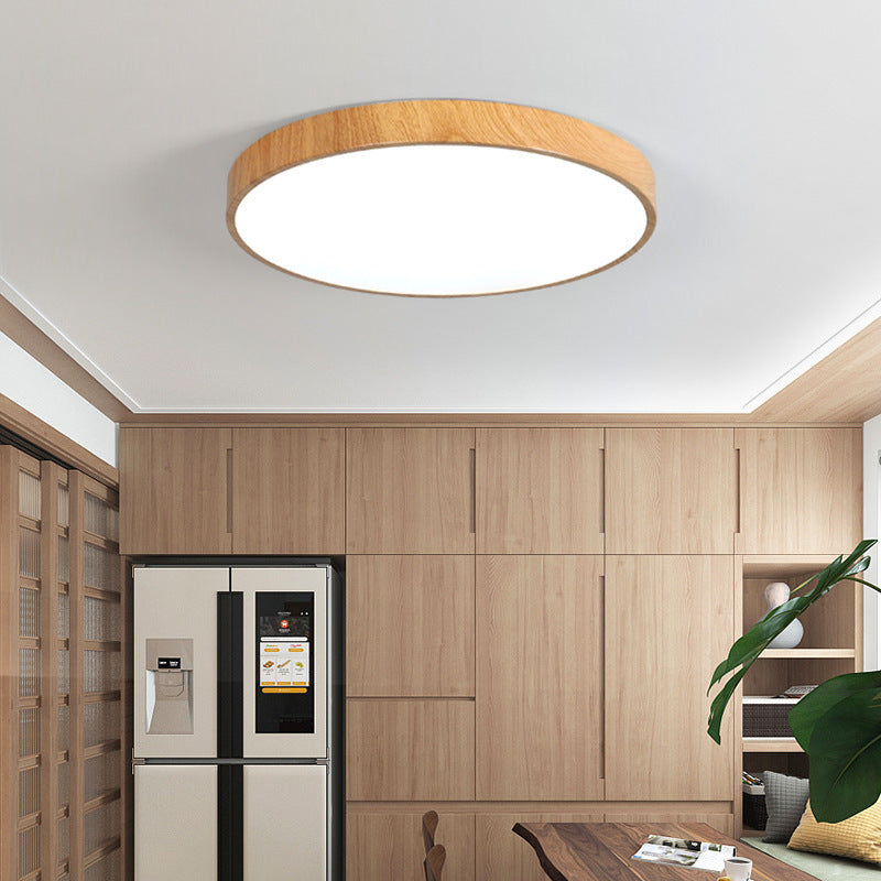 Ultra-Thin led Ceiling Light Simple Modern Wood Grain Round Bedroom Light Smart Tmall Genie Nordic Living Room Main Light