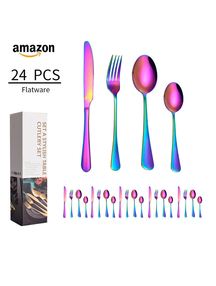 1010241 Piece Western Dessert High Aesthetic gold Steak Knife Fork Spoon Stainless Steel Cutlery Set