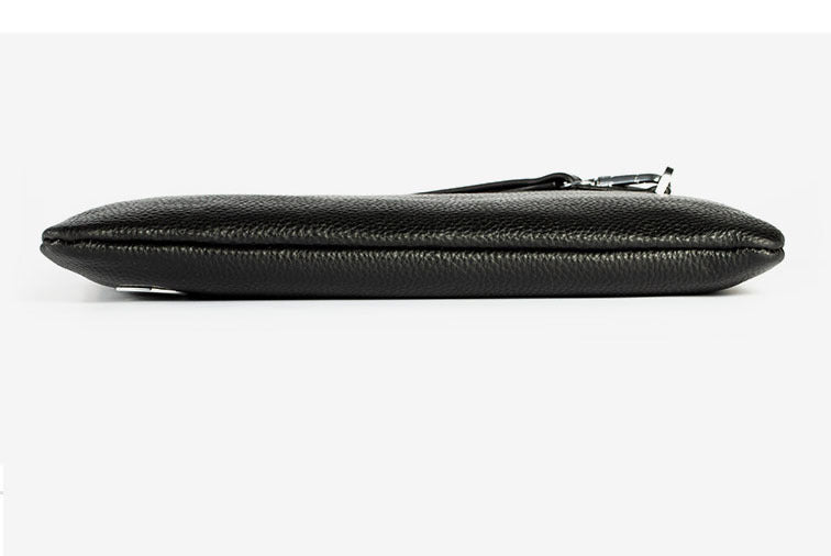 Business Commuting Genuine Leather Clutch Bag for Men, Casual Large Capacity Top Layer Cowhide Men's Handheld Wallet Phone Bag