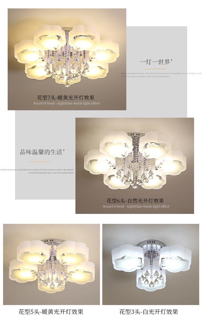 Living Room Lamp Crystal Lamp LED Ceiling Lamp Round Bedroom Lamp Simple Modern Elegant Home Dining Room Balcony Lighting