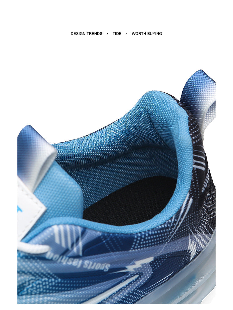 Men's Sports Shoes Spring and Autumn Ice Silk Hot Style Air Cushion Shock Absorption Trendy Men's Shoes Youth Running Shoes Student Casual Running Shoes