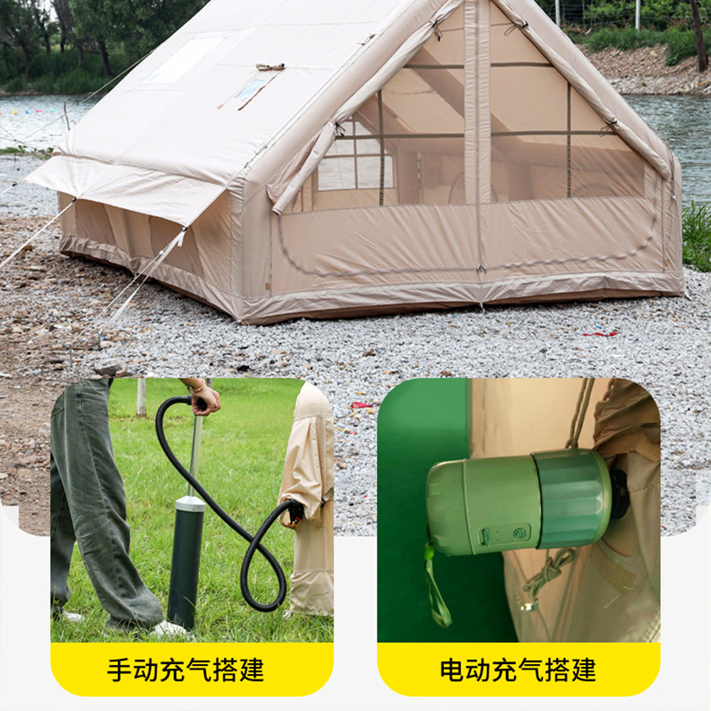 6㎡Camp Single Layer Inflatable Tent Outdoor Camping Rainproof Family Camping3-4Rooftop Tent for Camping and Home Use