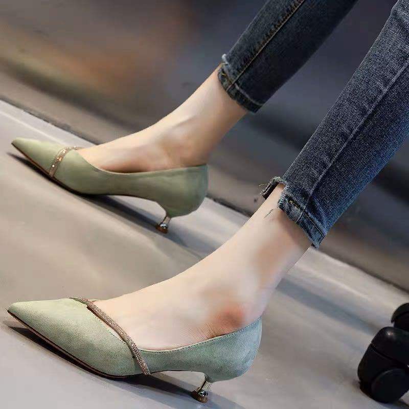 Chanel Style Women's Low Heel French Pointed Toe Versatile Student Girl Fairy Style Korean Version Thin Heel High Heels3cm