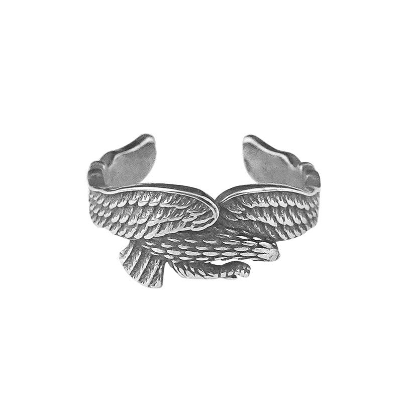 European and American Retro Electroplated gold Stainless Steel Eagle Ring Fashionable Personality Titanium Steel Open Ring