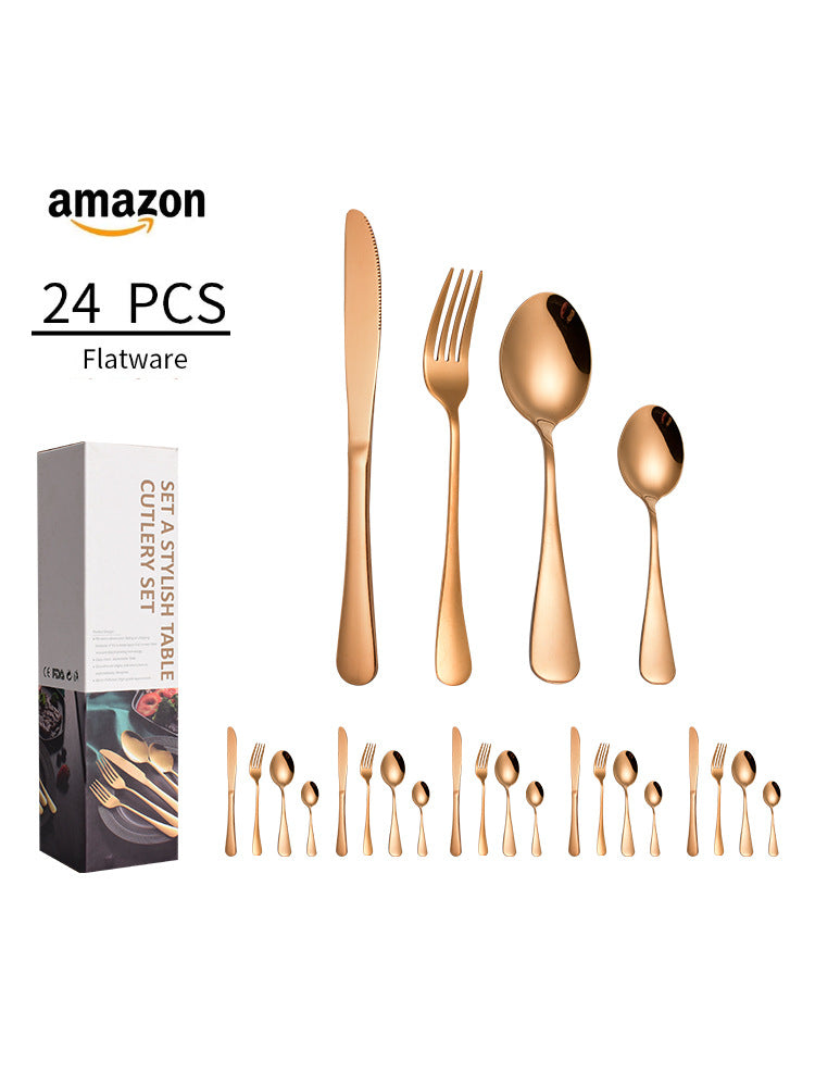 1010241 Piece Western Dessert High Aesthetic gold Steak Knife Fork Spoon Stainless Steel Cutlery Set