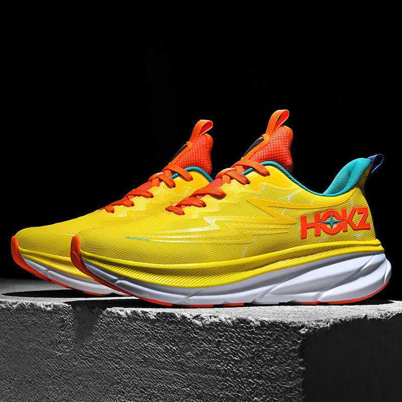 Foreign Trade New Running Shoes for Men and Women, Mesh Breathable Lightweight Cushioned Non-Slip Marathon Shoes for Long Distance Running and Jogging Training