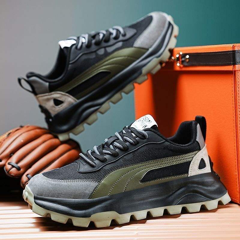 Men's Shoes Spring New Versatile Casual Trendy Korean Style Thick-Soled Height-Increasing Sneakers Casual Shoes Dad Shoes