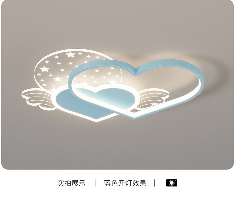 Cozy Eye Protection Bedroom Lamp led Simple Ceiling Light for Boys and Girls Princess Room Bedroom Creative Double Heart Lamp