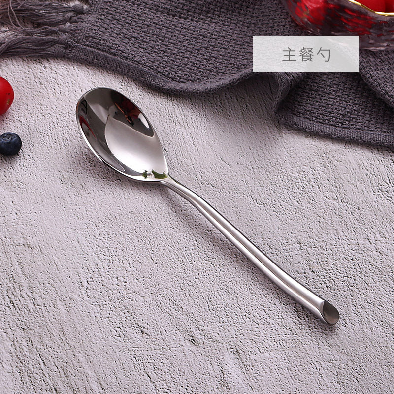 American Style Stainless Steel Western Steak Knife Slanted Tail Knife Fork Spoon Mirror Polished Tea Set3Solid Fork with Teeth