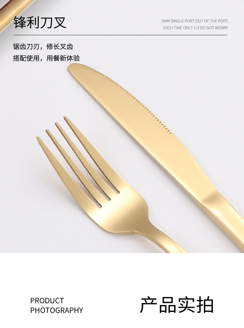 410Stainless Steel Tableware Restaurant Steak Knife Fork Oblique Handle Western Food Knife Fork Spoon6Human Portion24Set