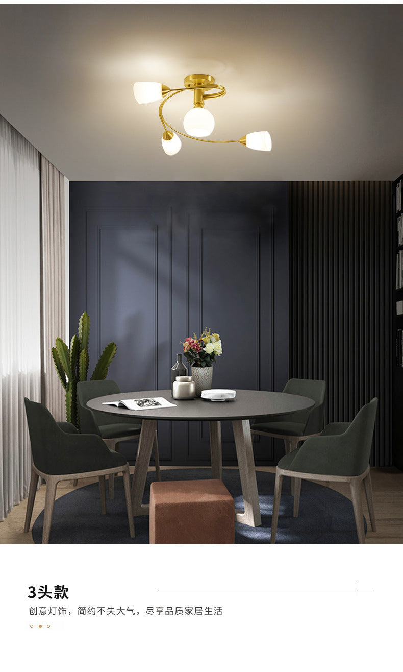 All-Copper Ceiling Light Nordic Style Bedroom Light Modern Simple Elegant Master Bedroom Room Light Creative Personality Living Room Light