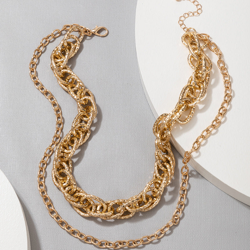 European and American Ornament Fashion Hip-Hop Short Thick Chain Geometric Necklace Metal Exaggerated Necklace