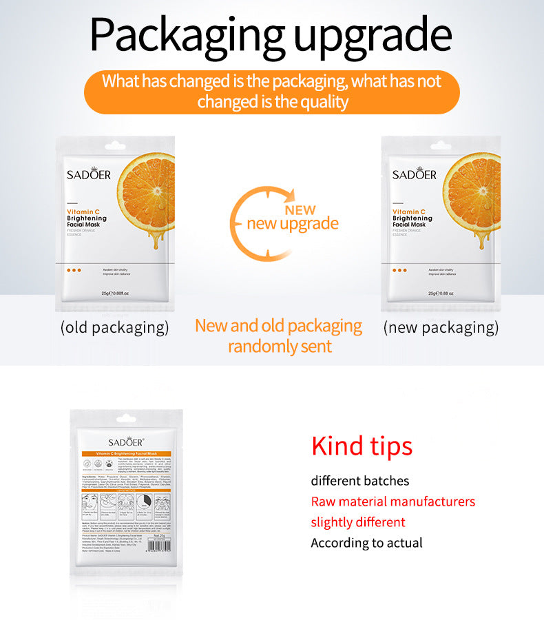 Vitamin C Facial Mask25gSADOER Hydrating Moisturizing and Nourishing VC Facial Mask Sheet Pack Live Export Wholesale