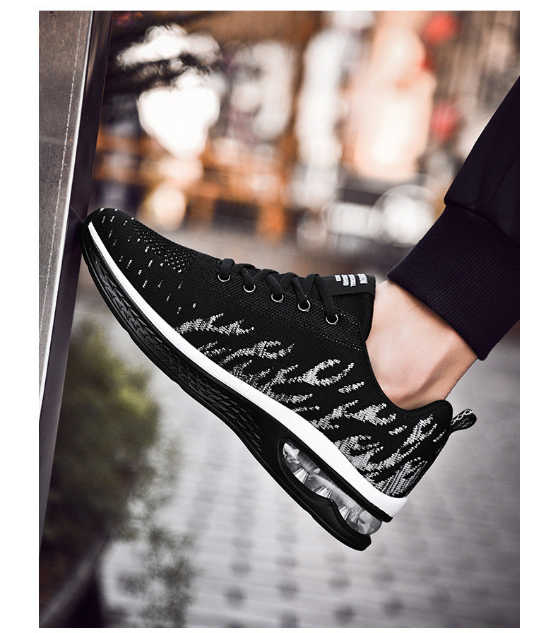 New Sports Shoes Four Seasons Casual Flyknit Breathable Cushion Running Shoes for Teenagers Ultra-light Shock-absorbing Trendy Men's Shoes