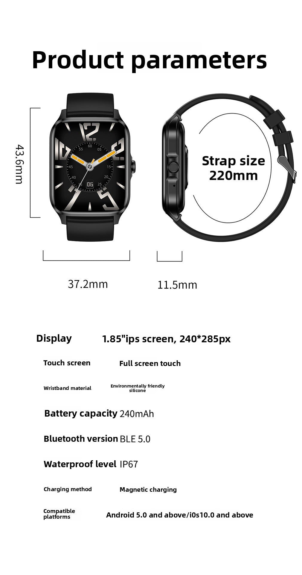 HK23Smart watch multi-dial switching rotary button NFC Payment led Large Screen Sports Waterproof Design