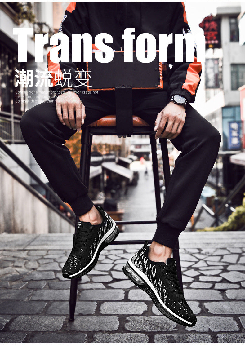 New Sports Shoes Four Seasons Casual Flyknit Breathable Cushion Running Shoes for Teenagers Ultra-light Shock-absorbing Trendy Men's Shoes