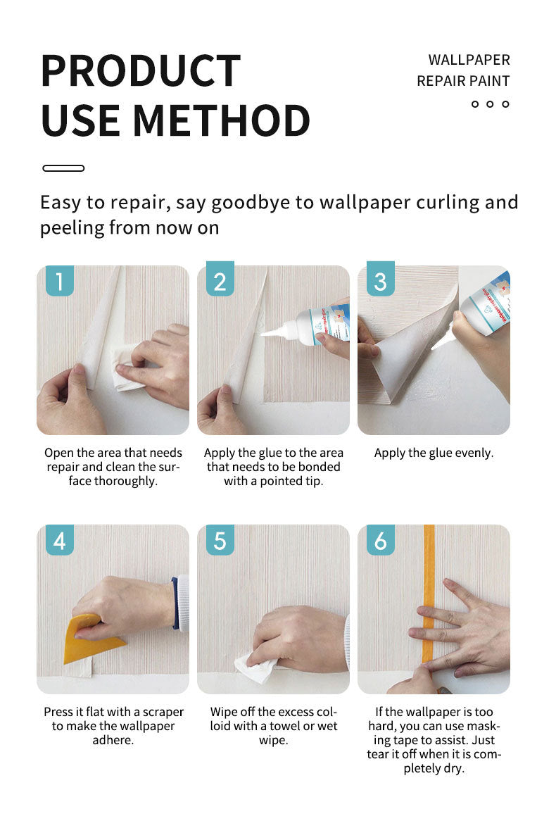 Repair Glue for Spring Festival Couplets, Wallpaper Glue, Wall Fabric, Wallpaper Cracks, Bubbles, and Edges, Home Use Wallpaper Repair Glue