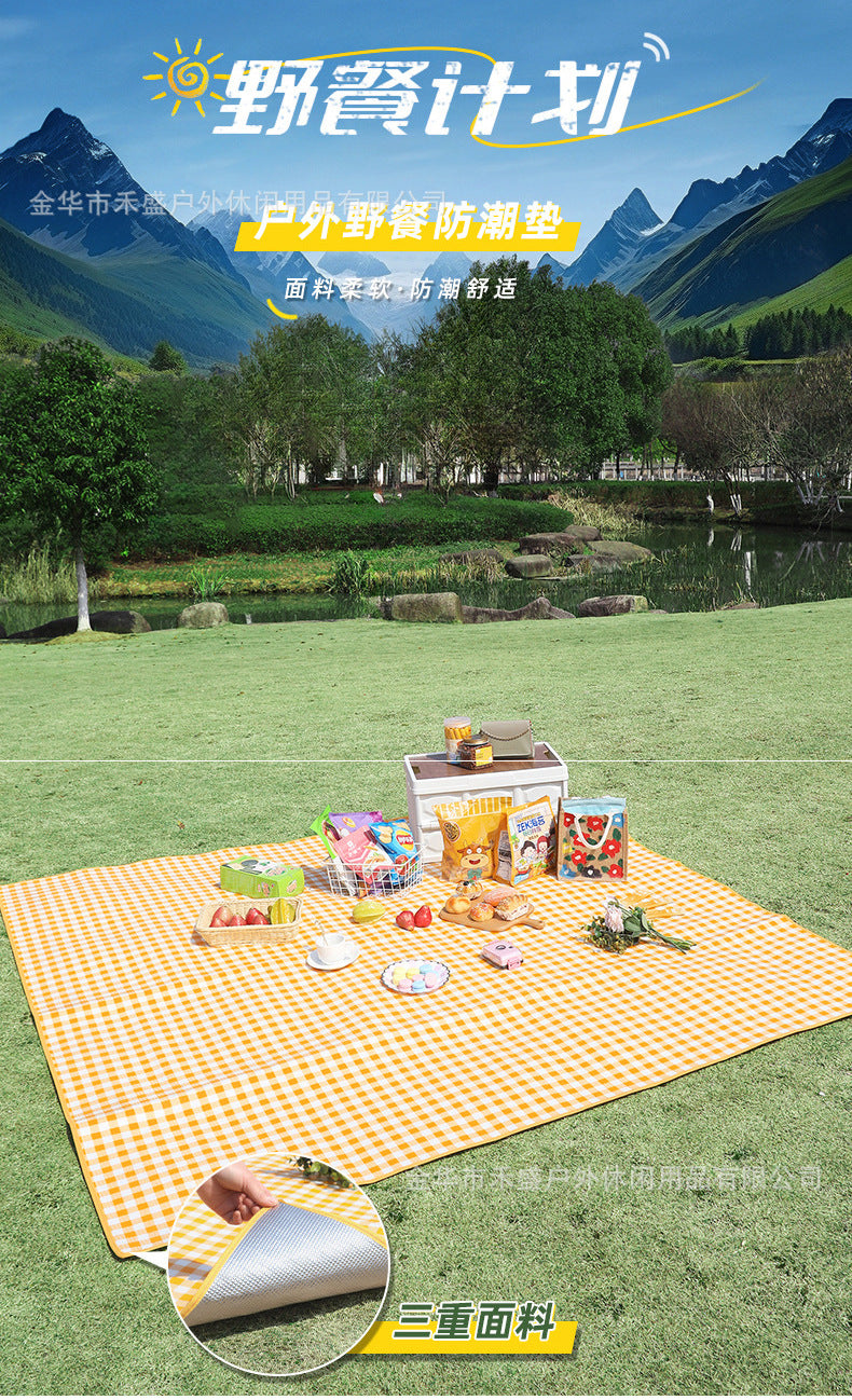 Outdoor Color Film Thickened Waterproof Camping Mat Picnic Mat Lawn Mat Picnic Cloth Mat Dormitory Floor Mat Moisture-Proof Mattress