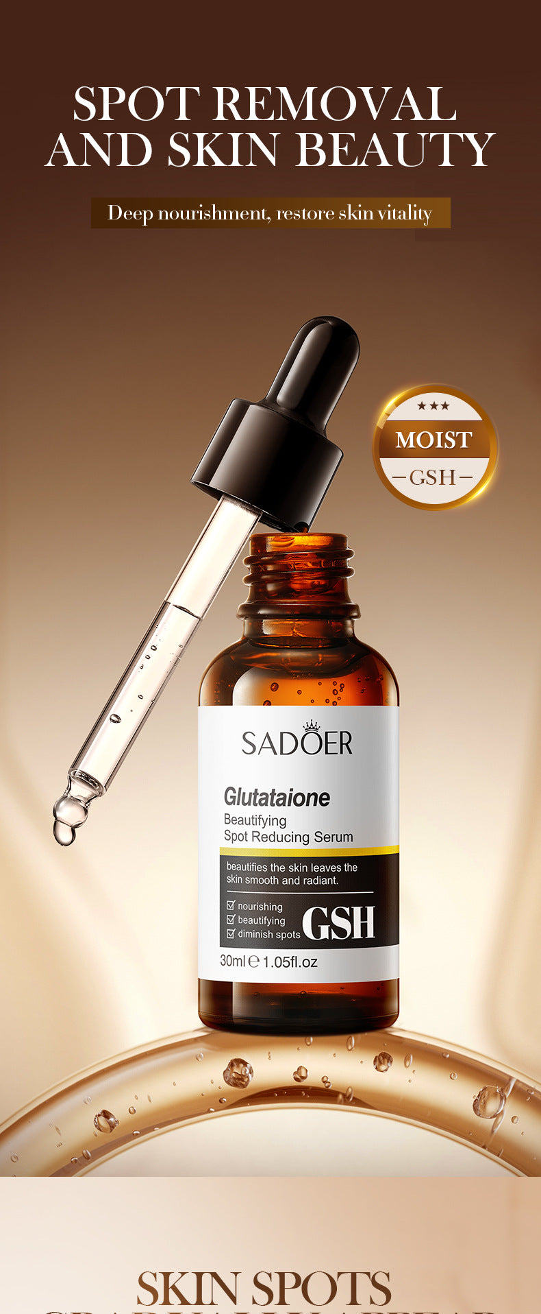 Hyaluronic Acid Hydrating Moisturizing Serum SADOER Skin rejuvenation and moisturizing essence liquid cross-border wholesale