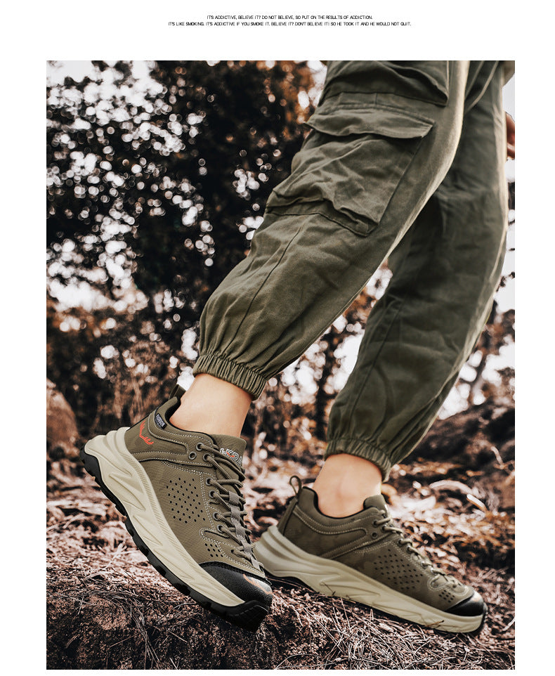 New Thick-Soled Height-Increasing Hong Kong Style Dad Shoes Trendy Retro Outdoor Non-Slip Hiking Shoes Sports Casual Shoes Men's Shoes