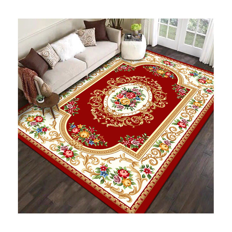 Crystal Velvet Carpet Full Coverage Chinese Style Living Room Sofa Coffee Table Rug Same Style Bedroom Wear-resistant Non-slip Rug