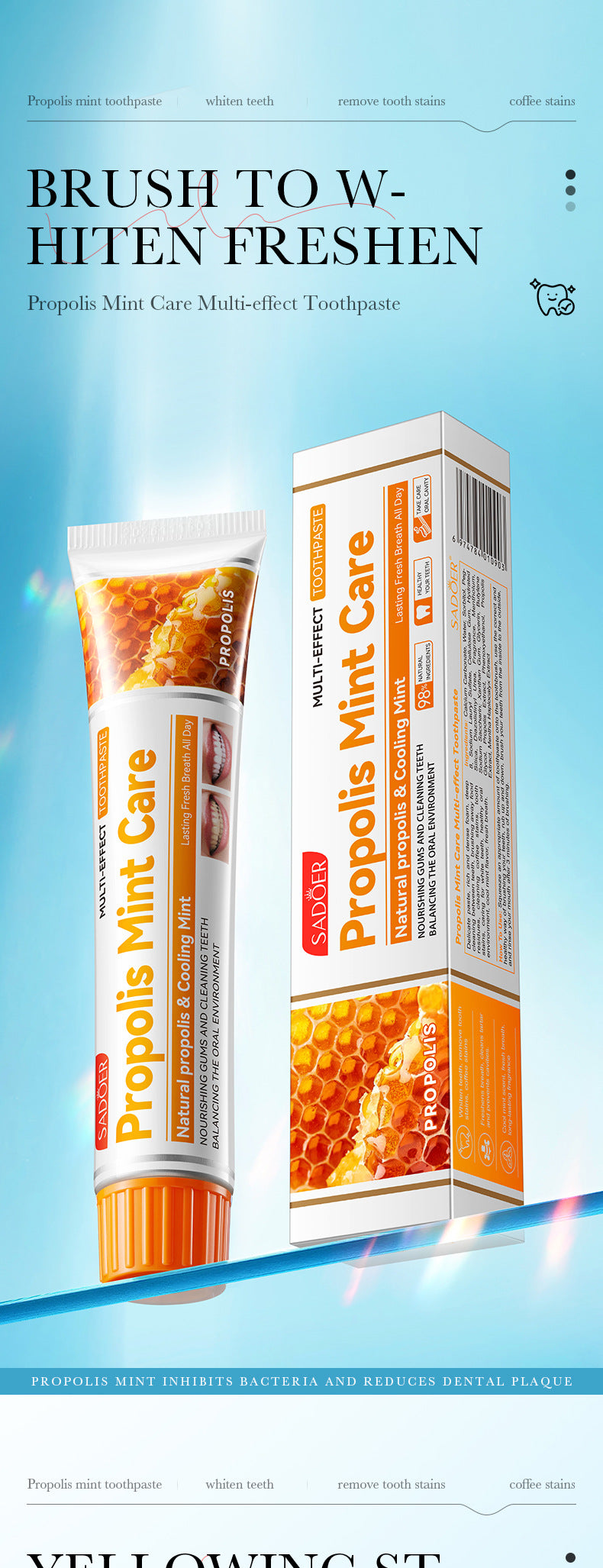 Full English Mint Toothpaste100gSADOER Propolis Sea Salt Ginger Cleans Tartar Strengthens Teeth  Wholesale