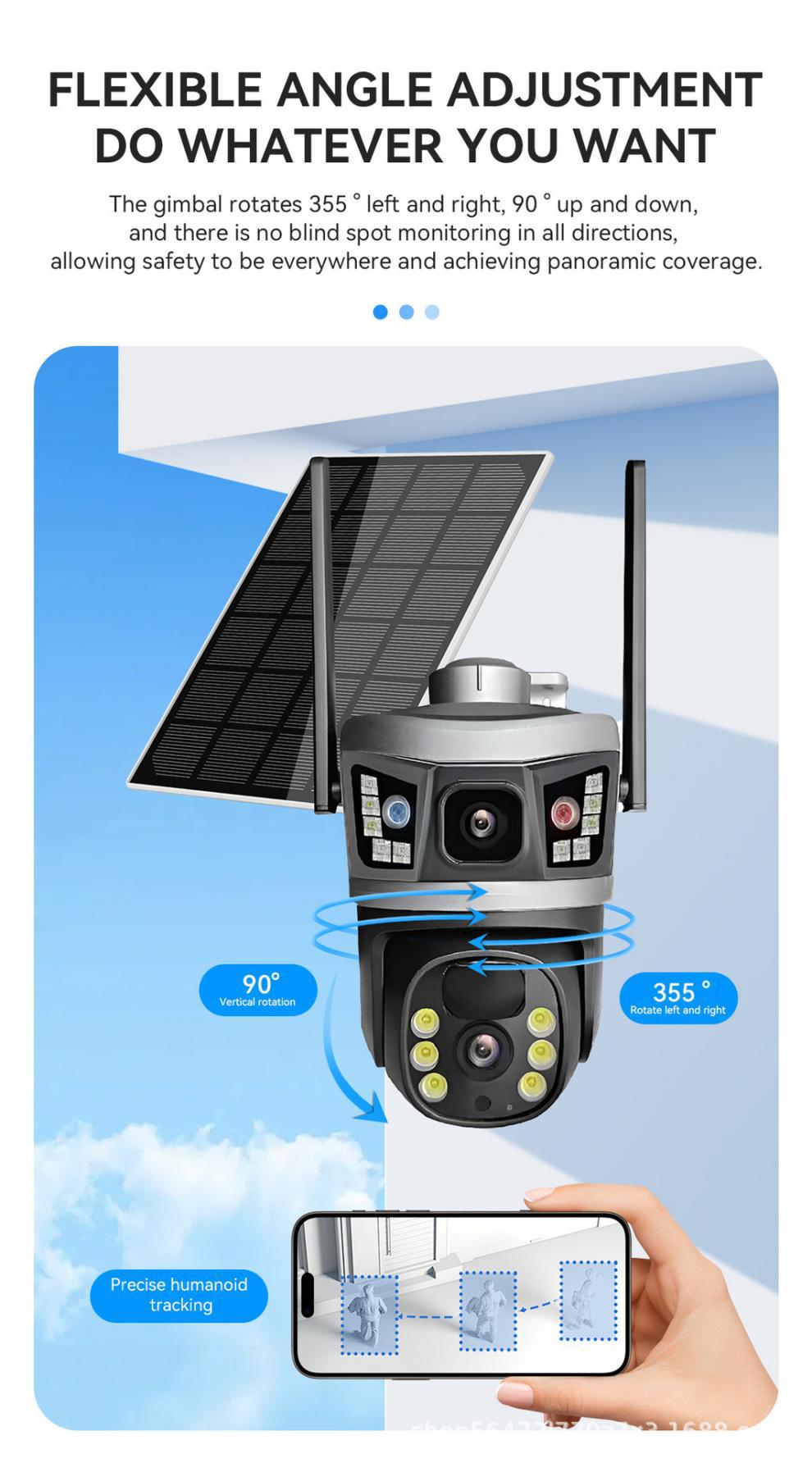 V380Solar Surveillance Camera Manufacturer Direct Sale Dual Lens Dual Screen Outdoor No Electricity No Network4G Monitor