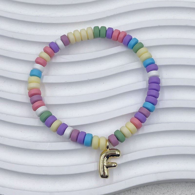 Bubble Balloon Letter Bracelet Best Friend Friendship Gift Sweet Bracelet Colorful Soft Clay Abacus Bead Bracelet