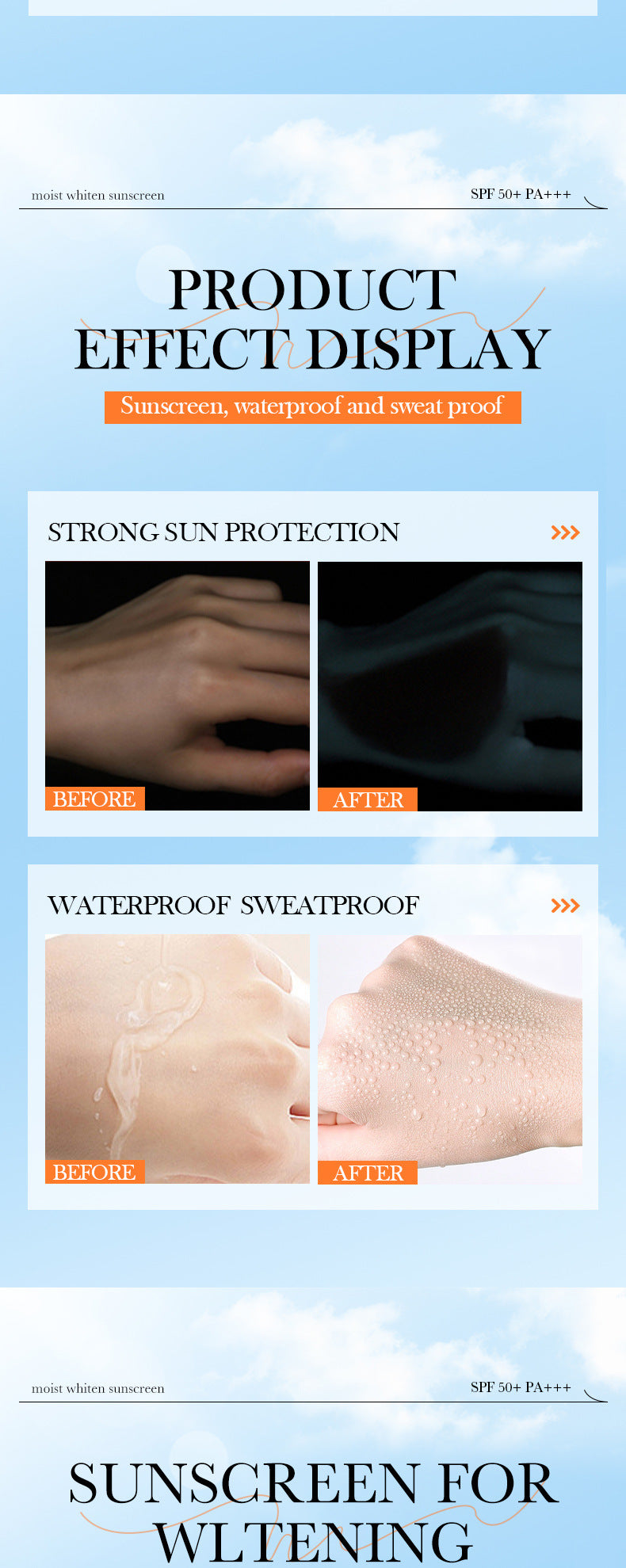 Sunscreen SADOER Hydrating, moisturizing, whitening, refreshing, UV protection sunscreen lotion for cross-border foreign trade wholesale