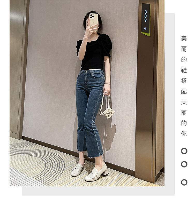 Internet Celebrity Women's Shoes2025Spring New Versatile Square Toe Loafers Chunky Heel Slip-On Two-Way Wear Single Shoes