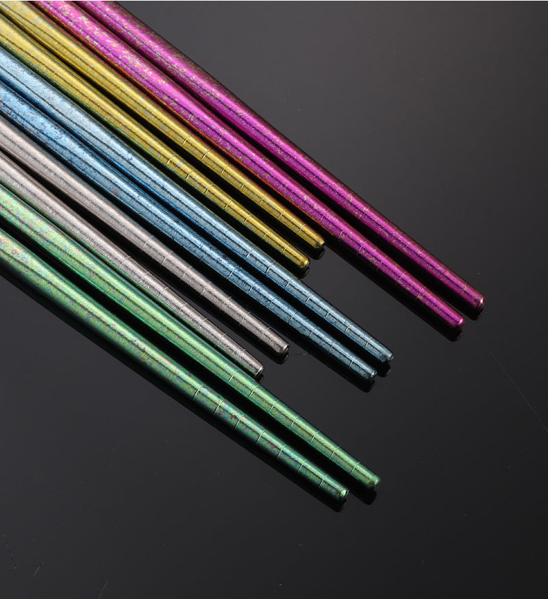 Pure Titanium Crystal Chopsticks for Home and Outdoor Use, Light Luxury Colorful Ice Flower Chopsticks23cm Half Square Chopsticks Restaurant Antibacterial Titanium Chopsticks