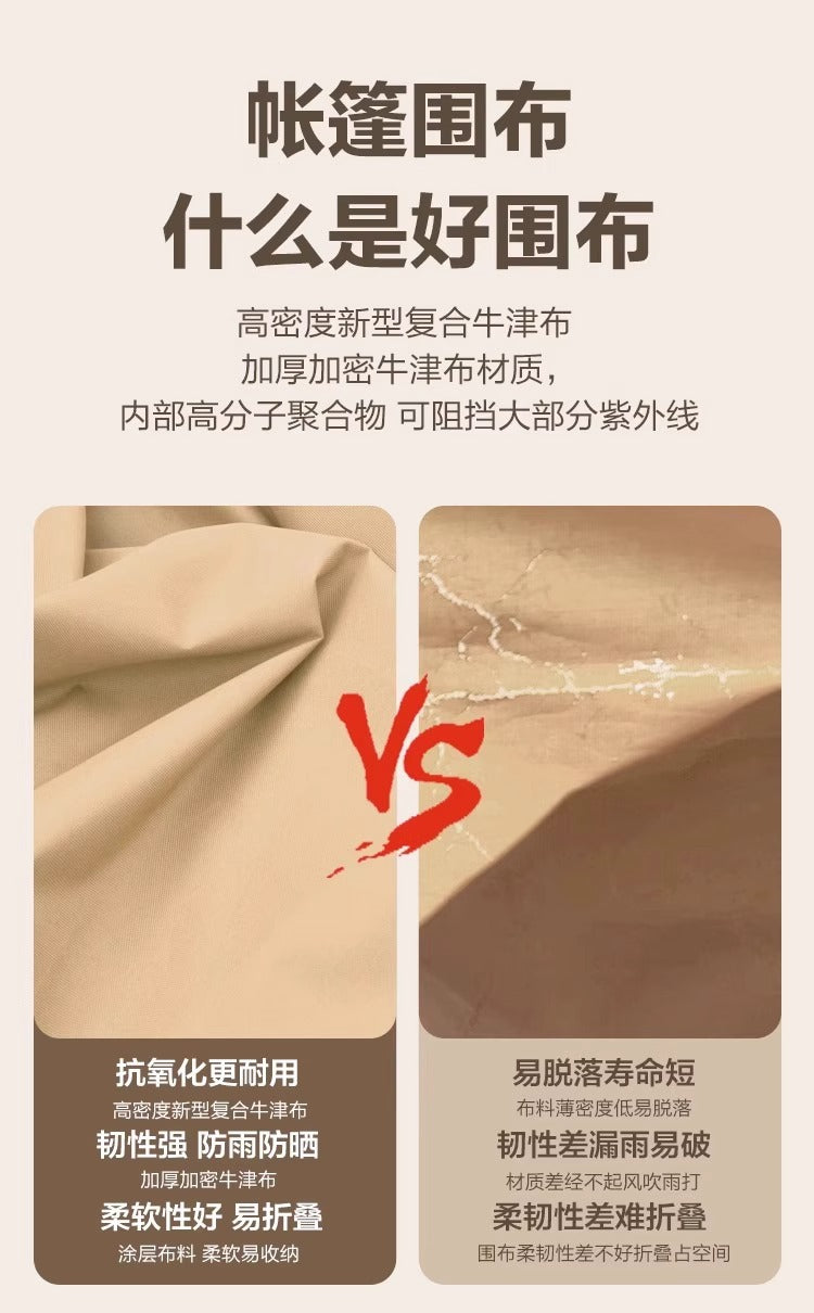 Four-Corner Tent Cover Night Market Stall Khaki Transparent Rain Cover Outdoor Thickened Zipper Version Winter Rainproof Enclosure