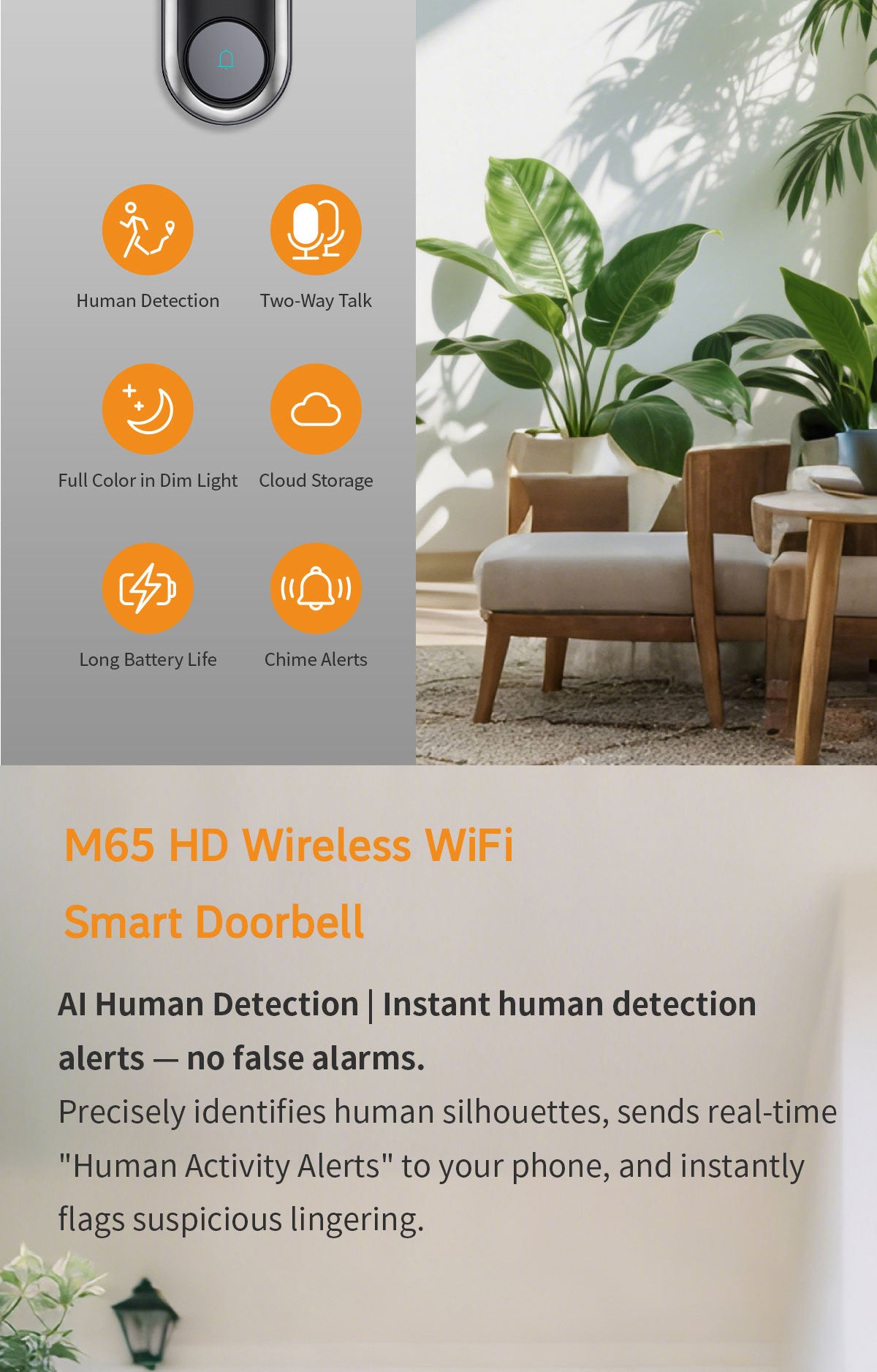 Low Power Consumption Wireless Visual Smart Doorbell Voice Intercom Home Alarm wifi Mobile Remote Electronic Cat Eye
