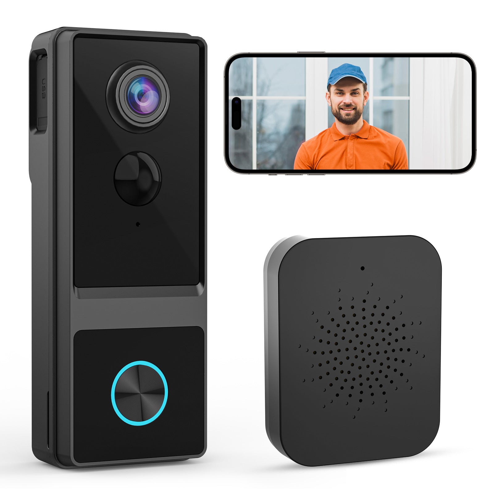MR02WIFI Night Vision1080P Low Power Consumption Video Doorbell APP Remote Language Intercom Mobile Push Notification IP65