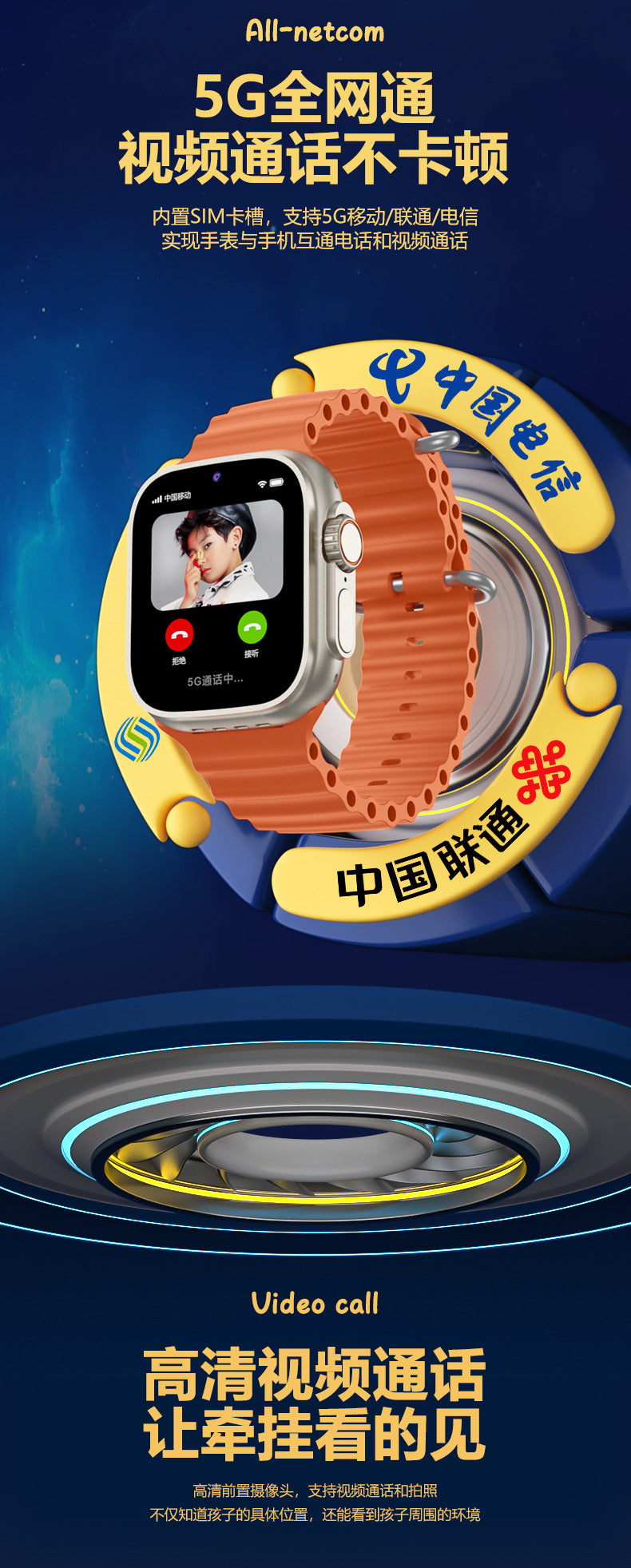 GS37Smart Watch5G Plug-in Card Full Netcom Google Store APP Download Front and Rear Dual Camera Video Shooting