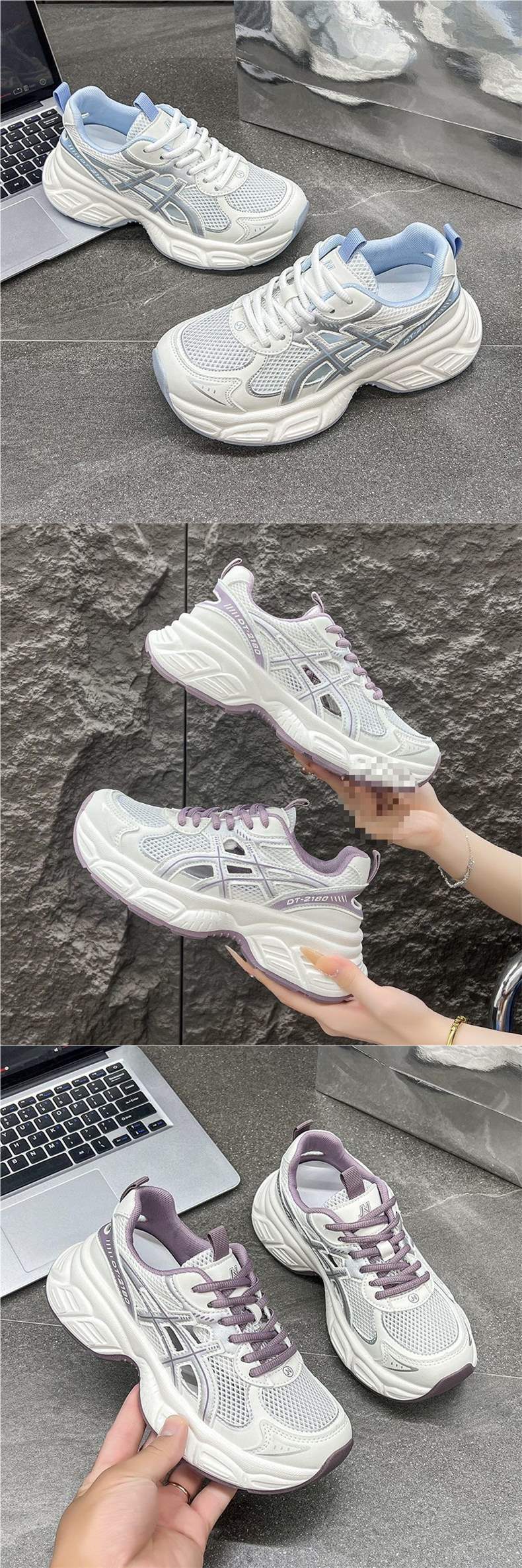 Exported Italian Original Clearance Dad Shoes Summer New Women's Running Hollow Sports Shoes Thick Sole