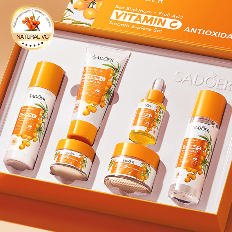 Cross-border Sea Buckthorn Vitamin C Antioxidant six-piece set Hydrating Moisturizing Set Box Wholesale from Foreign Trade Manufacturer