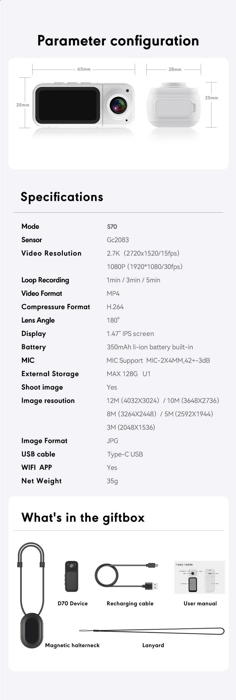 Magnetic Thumb Camera Outdoor Sports Recording Artifact Cycling Pet Portable Mini Camera