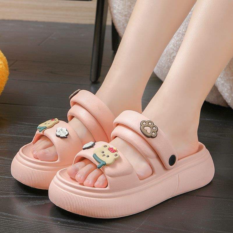 Thick Bottom eva Women's Summer New Indoor Slippers ins Cute Bowknot Sandals Non-Slip Height Increasing Outdoor Fashion